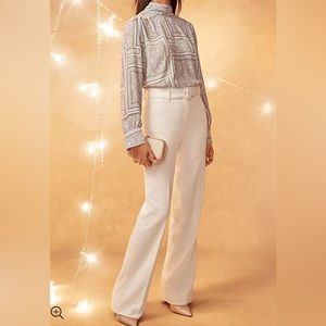 SOLD- The Petite Belted Boot Cut Pant in Twill - Ann Taylor